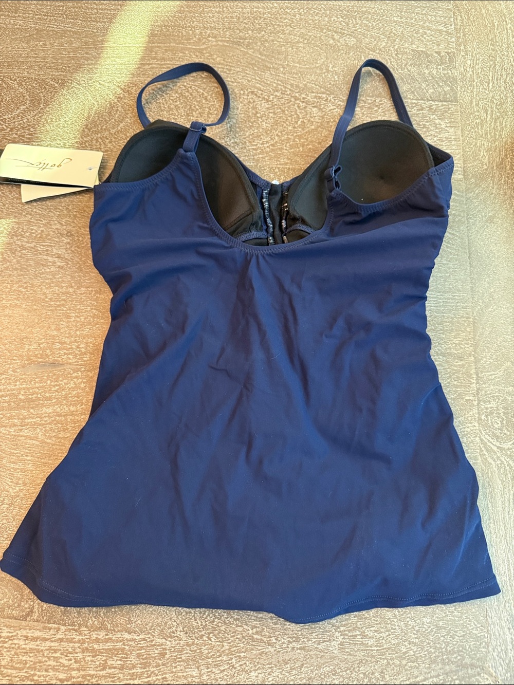 Gottex Navy Tankini Top with White Braid Detail - Picture 2 of 6